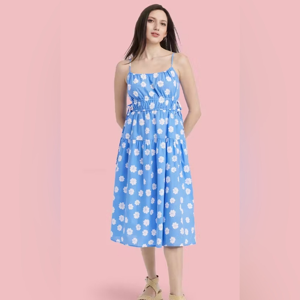 Universal Thread Blue and White Pleated Sundress